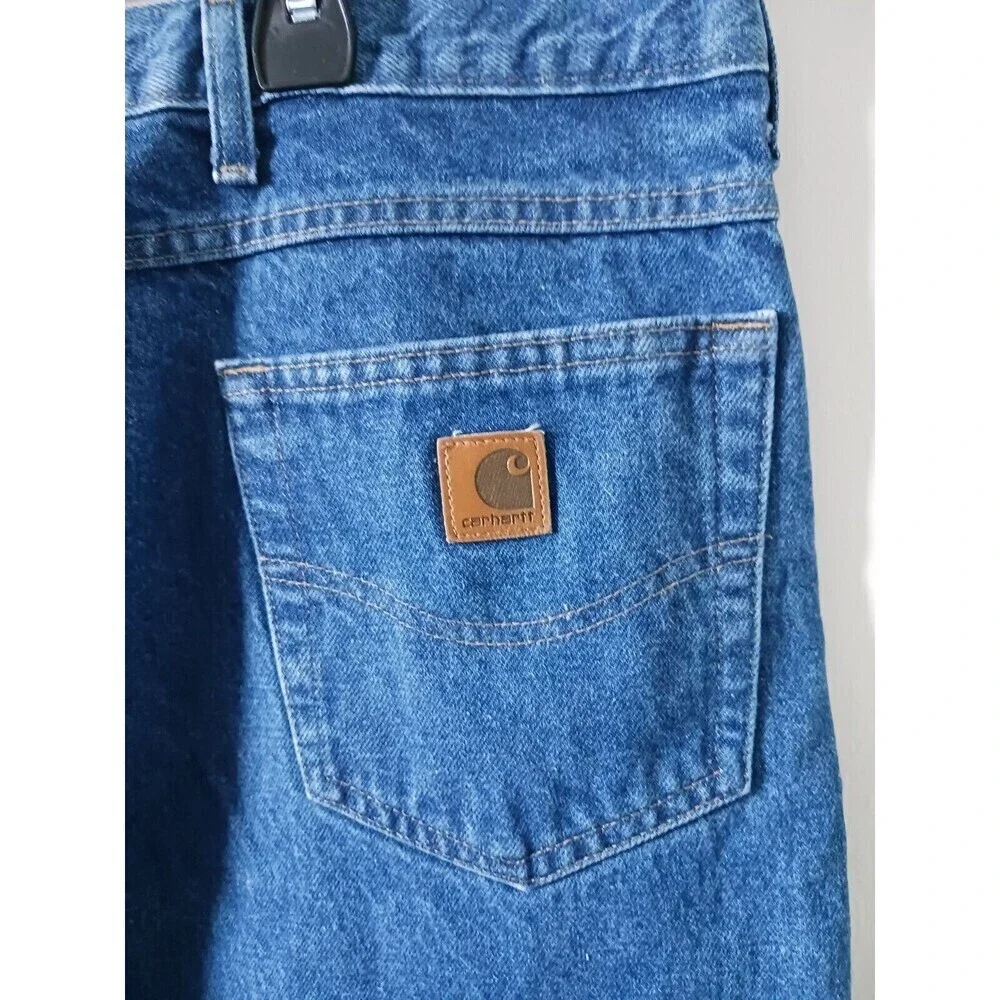 Carhartt Mens Relaxed Fit Jeans Blue Denim Workwear Big Tall Pants Aize 48×32